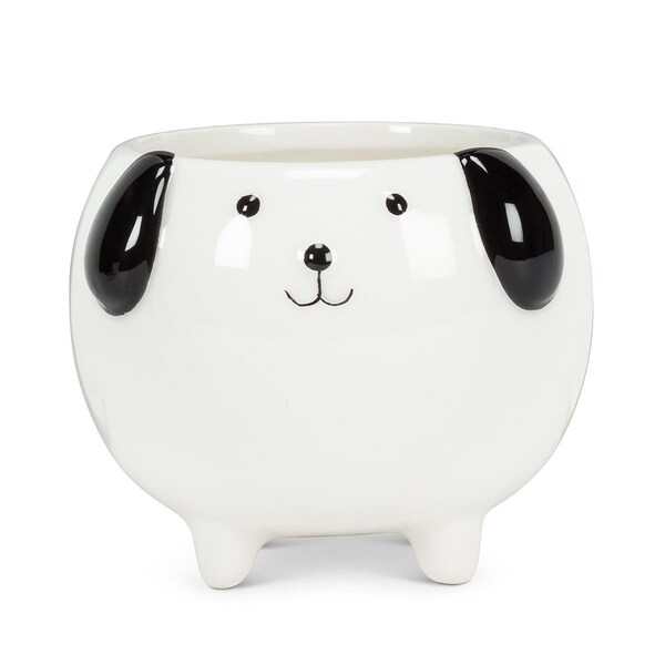 Abbott Collection 3 in. Ceramic Dog Planter, White - Small AB-27-MINIKIN-355 - main